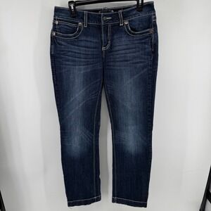 Y2K‎ Wrangler Premium Patch Low Rise Jeans Dark Wash Straight Leg Denim 32 Waist